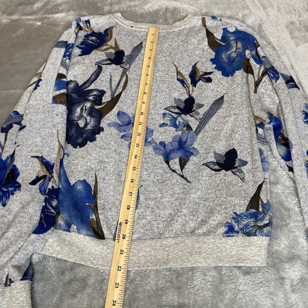 Zyia Active Sweatshirt Womens XXXL 3X Gray Blue Floral Cropped Dropped Shoulder - Picture 9 of 9